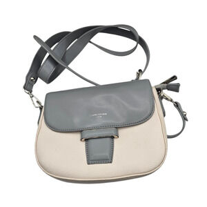 David Jones Paris crossbody bag Purse Small Gray Ivory Classic